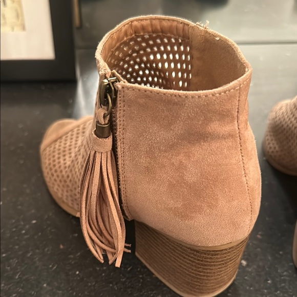 Qupid Tan Peep-Toe Ankle Booties - Picture 5 of 10